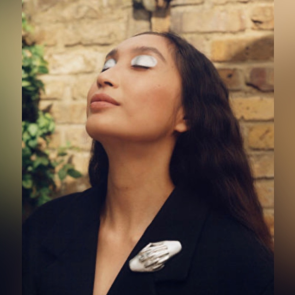 COPY - A.W.A.K.E Mode x & Other Stories Co.Lab — Clasped Hands Metallic Brooch …